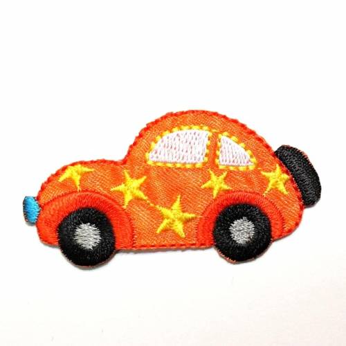 Auto mit Sternen, orange Applikation, Bügelbild 