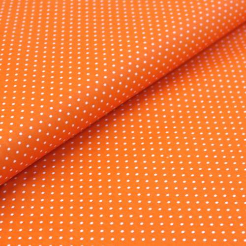orange farbener Baumwollpopeline mit weißen Punkten