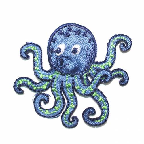 Blauer Oktopus Applikation, Bügelbild 